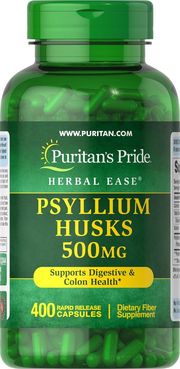Puritan's Pride, Psyllium Husks, Łuski nasion 500 mg, 400 kaps.