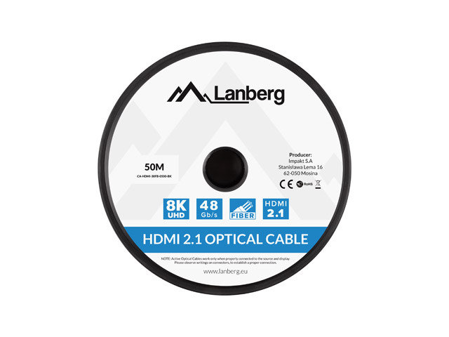 lanberg Kabel HDMI M/M v2.1 50M 8K czarny optyczny AOC