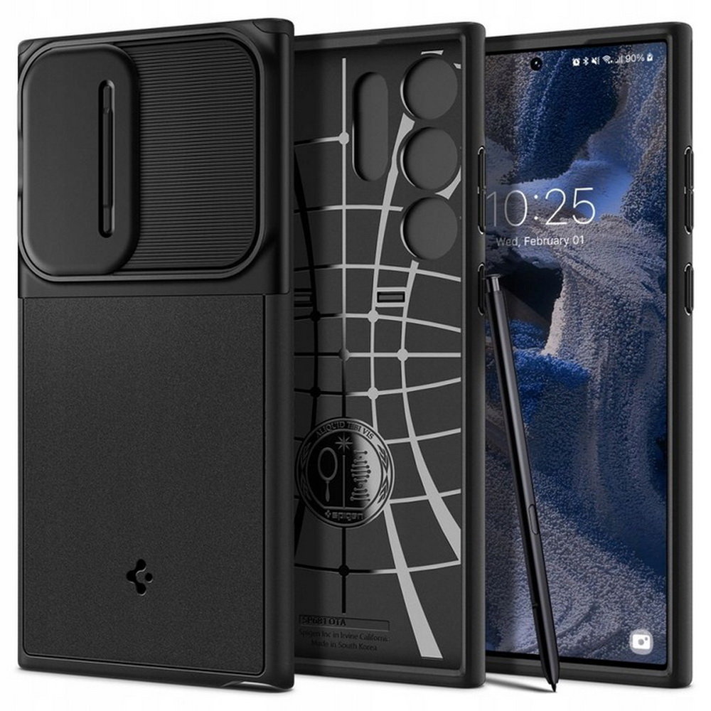 Spigen Etui Optik Armor do Samsung Galaxy S23 Ultra Czarny