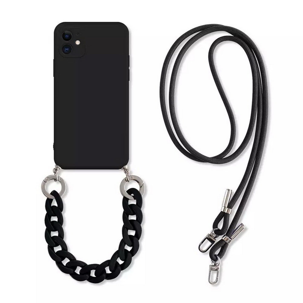 Crossbody Chain 2w1 etui z paskiem na szyję i łańcuchem do iPhone 12 Pro Max (Black)