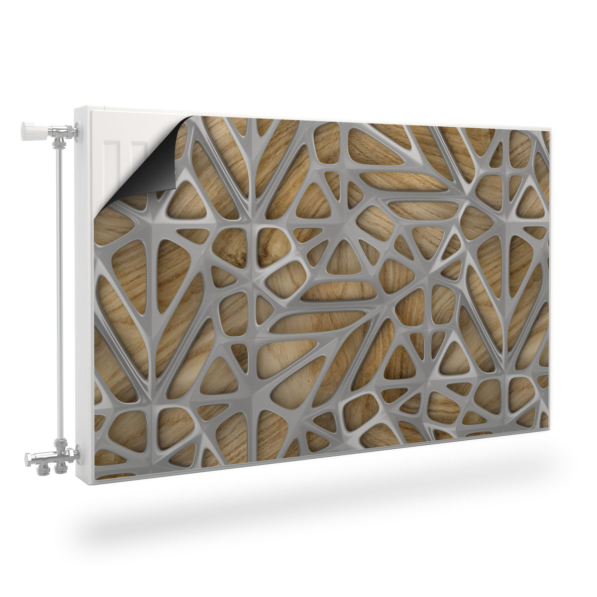 Osłona MAGNETYCZNA Grzejnika Abstrakcja Wzór 3D Imitacja Drewna 90cm x 60cm