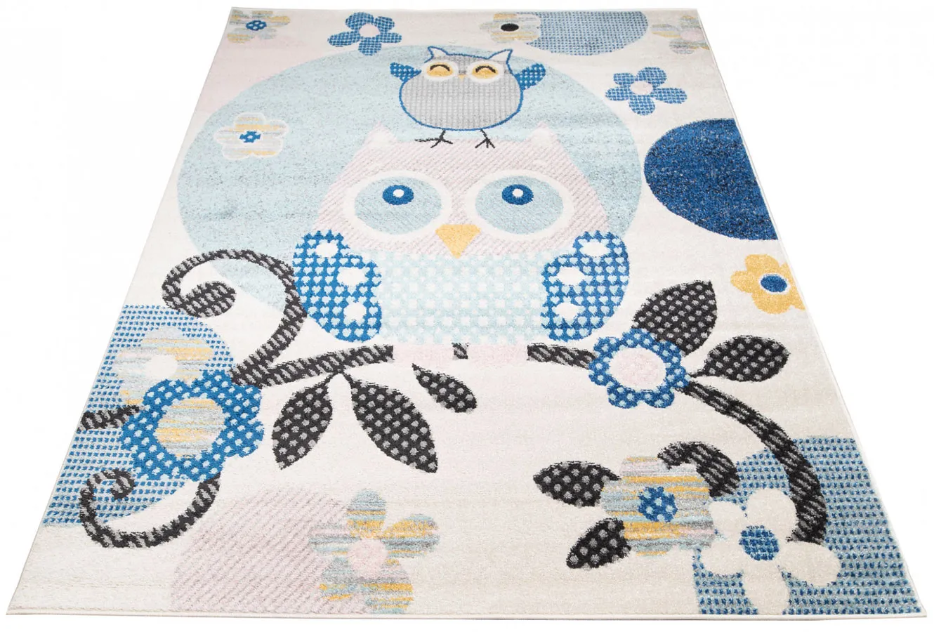 Szary dziecięcy dywan z sowami L4-B20