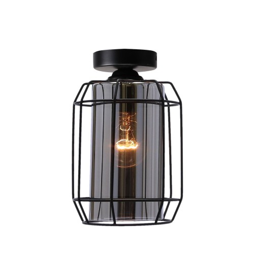 Sufitowa lampa salonowa Jonera czarna przydymiona drut