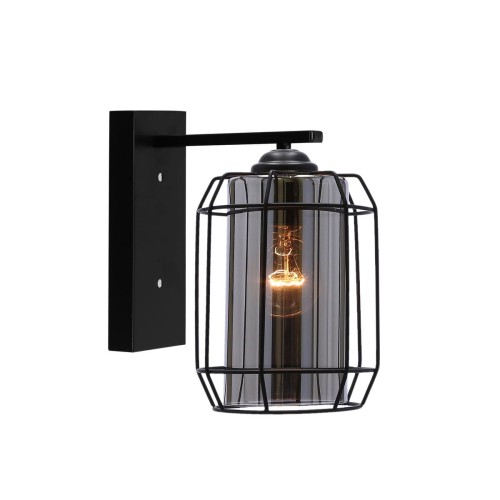 Dekoracyjny, czarny kinkiet z dymionym kloszem 21-10186 z serii JONERA