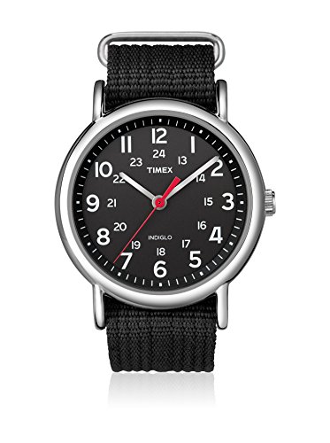 Timex Weekender zegarek kwarcowy unisex z analogowym wyświetlaczem i nylonowym paskiem, Czarny/czarny, pasek