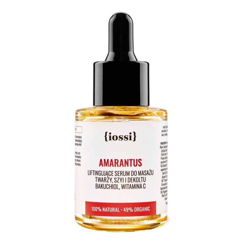 IOSSI Amarantus. Serum Liftingujące do masażu twarzy, szyi i dekoltu z bakuchiolem, witaminą C / 30 ml