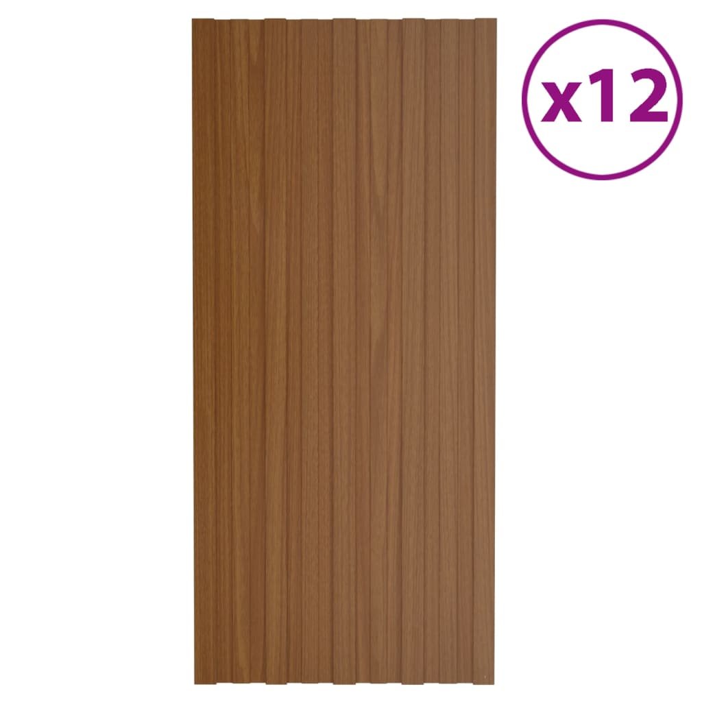shumee Panele dachowe 12 szt. stal galwanizowana brązowe 100x45 cm