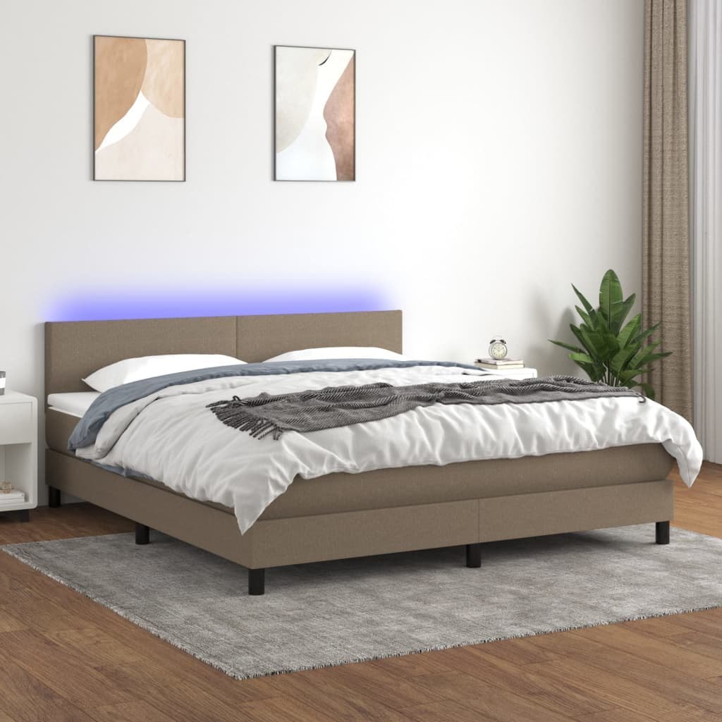 Łóżko kontynentalne z materacem, taupe, 160x200 cm, tkanina Lumarko