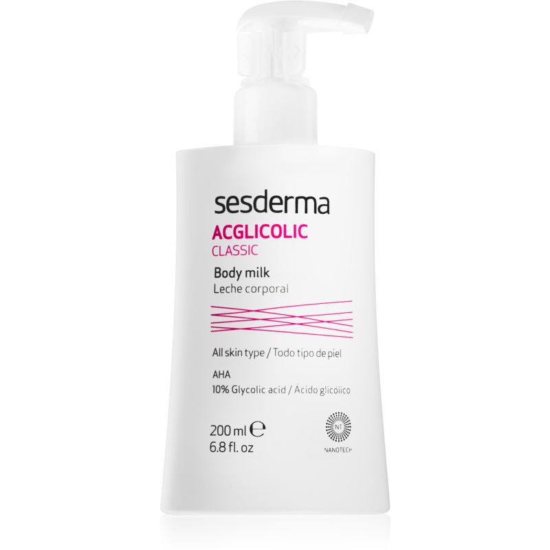 SesDerma Acglicolic Classic Body ujędrniające mleczko do ciała z efektem peelingu Nanotech 10% Glycolic Acid 200 ml
