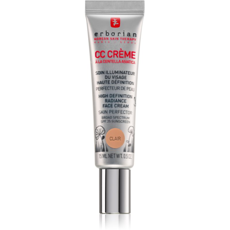Erborian Erborian CC Cream Centella Asiatica krem rozjaśnijący nadający jednolity ton skórze SPF 25 małe opakowanie odcień Clair 15 ml