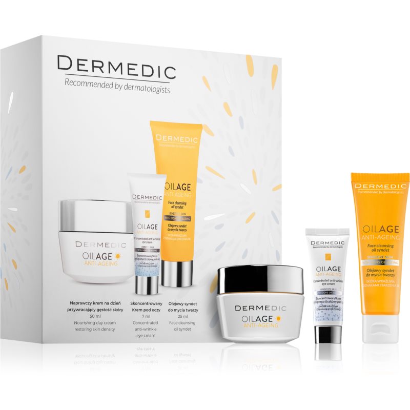Biogened S.A Dermedic Zestaw Oilage Krem na dzień 50 ml + Krem pod oczy 7 ml + Olejkowy syndet 25 ml