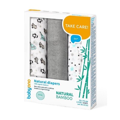 BabyOno Naturalne pieluszki z włókien bambusa organicznego SZARE 397/02