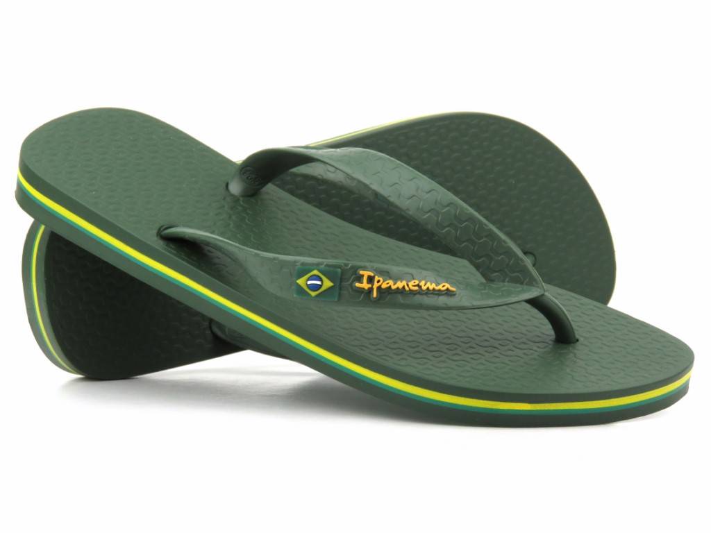Basenowe japonki męskie IPANEMA 80415, zielone z flagą Brazylii - Ipanema