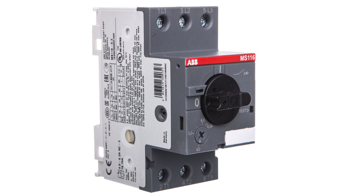 ABB Wyłącznik silnikowy 3P 2,2kW 4-6,3A MS116-6.3 1SAM250000R1009 1SAM250000R1009