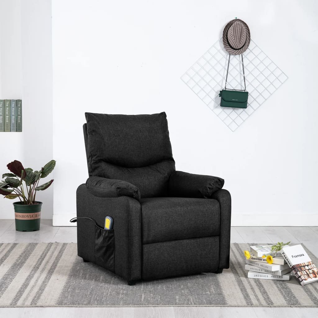 Lumarko Rozkładany fotel masujący, czarny, tapicerowany tkaniną!