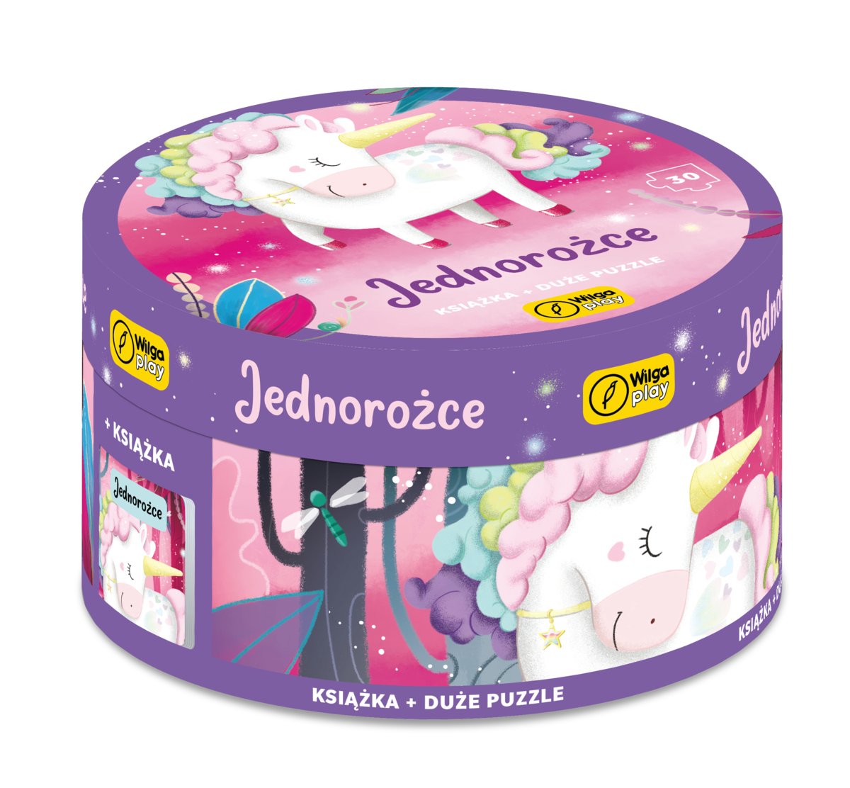Wilga Play, Na Okrągło. JEDNOROŻCE. Zestaw: Puzzle 30 elem. + Książka