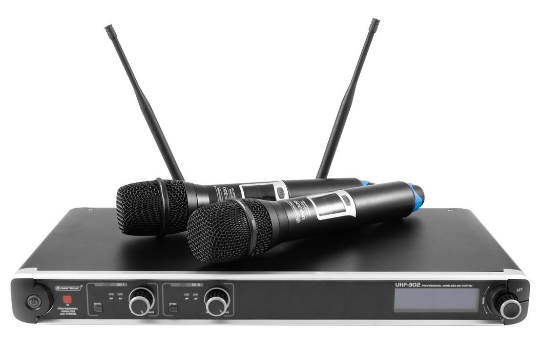 Omnitronic Mikrofon bezprzewodowy zestaw UHF-302 2-Channel Wireless Mic System 823-832/863-865MHz 13063302