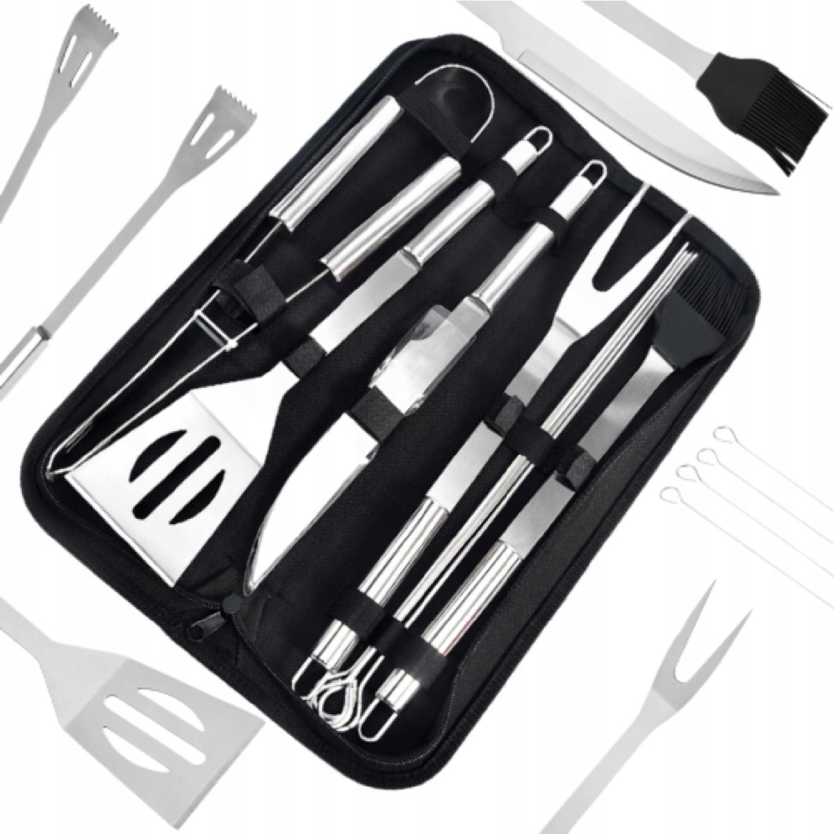 Zestaw Akcesoria Przybory Do Grill Rożna Etui 10W1