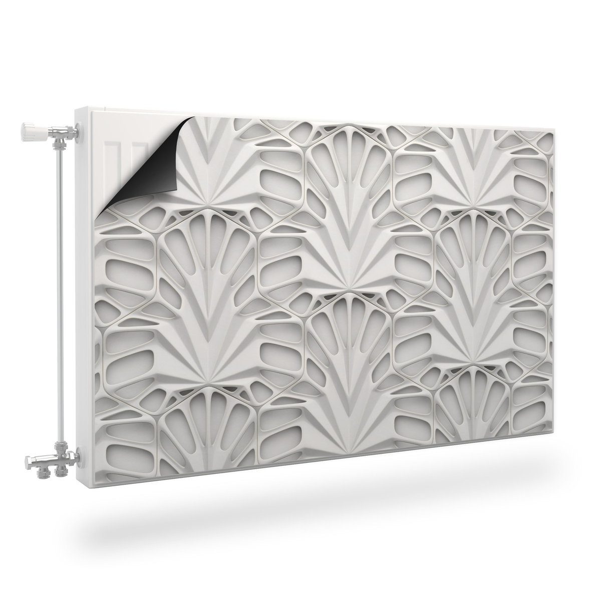 Mata MAGNETYCZNA Na Grzejnik Biała Abstrakcja 3D 90cm x 60cm