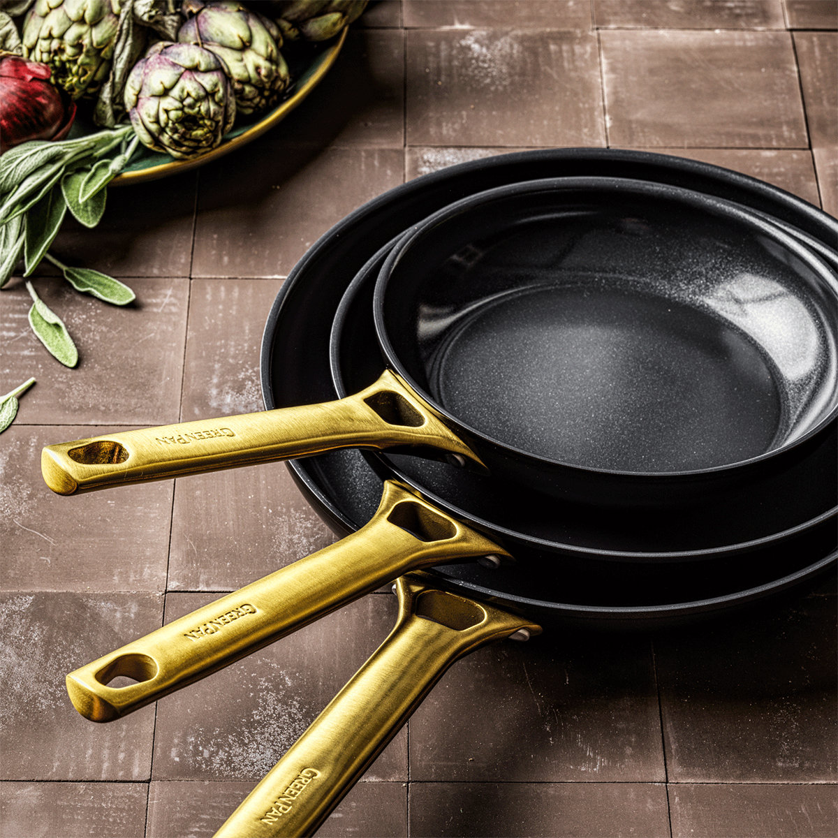 Patelnie ceramiczne PADOVA Black 20 + 24 + 28 cm / GreenPan