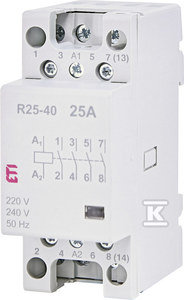 Stycznik modułowy 25A 4 styki zwierne (2 moduły 4-biegunowy) R 25-40 230V
