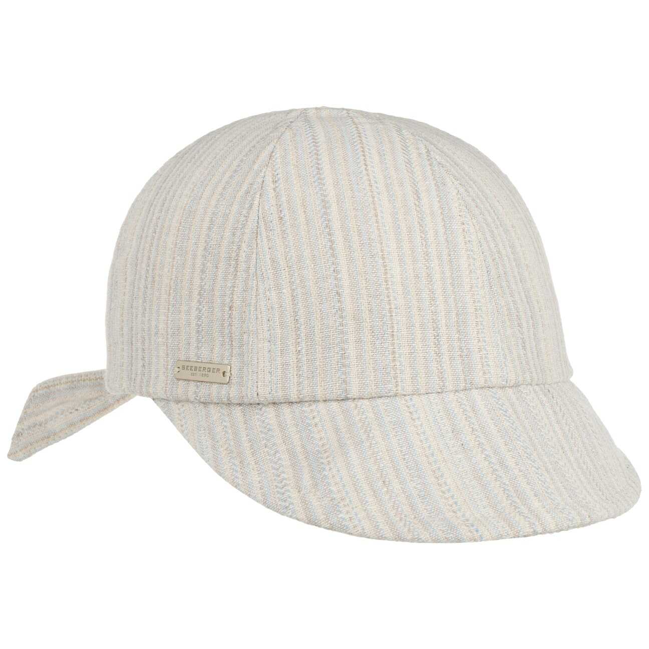 Czapka z Daszkiem Damska Fine Stripes by Seeberger, jasnoniebieski, One Size
