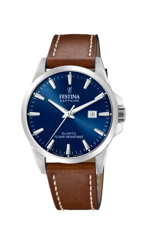 Festina Męski zegarek brązowy, skórzany pasek, średnica: 41 mm, wodoszczelność: 10 barów, F20025/3