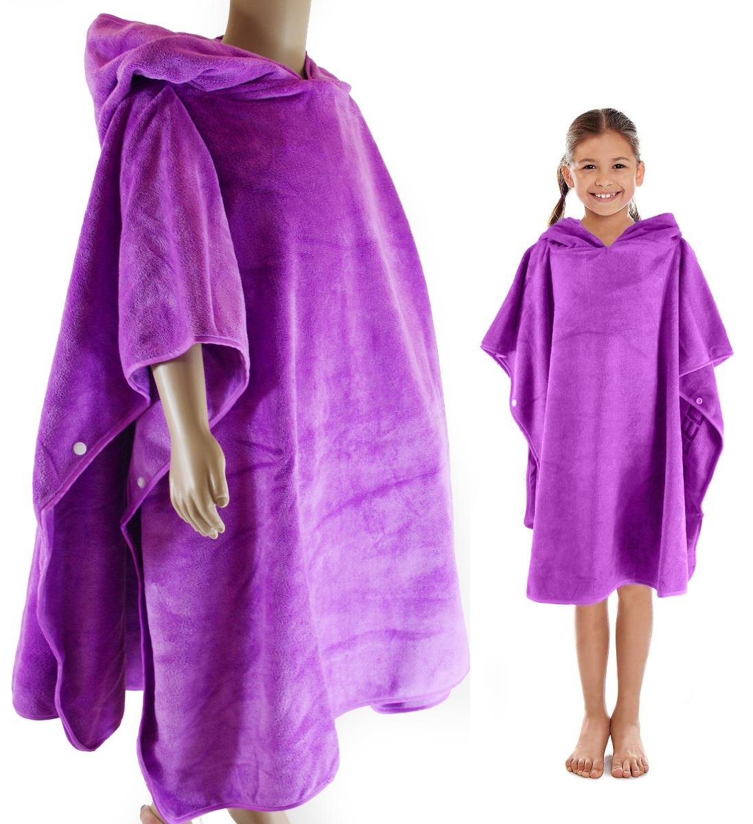 Ręcznik - poncho z mikrofibry KIDS PONCHO 70x60cm fioletowe Aqua Speed