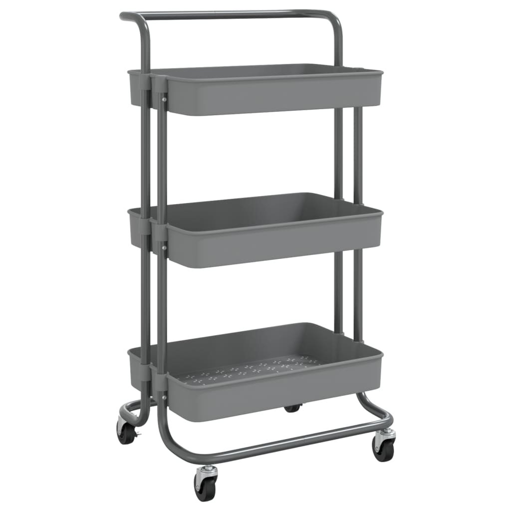 vidaXL 3 poziomowy wózek kuchenny szary 42x25x83,5 cm żelazo i ABS