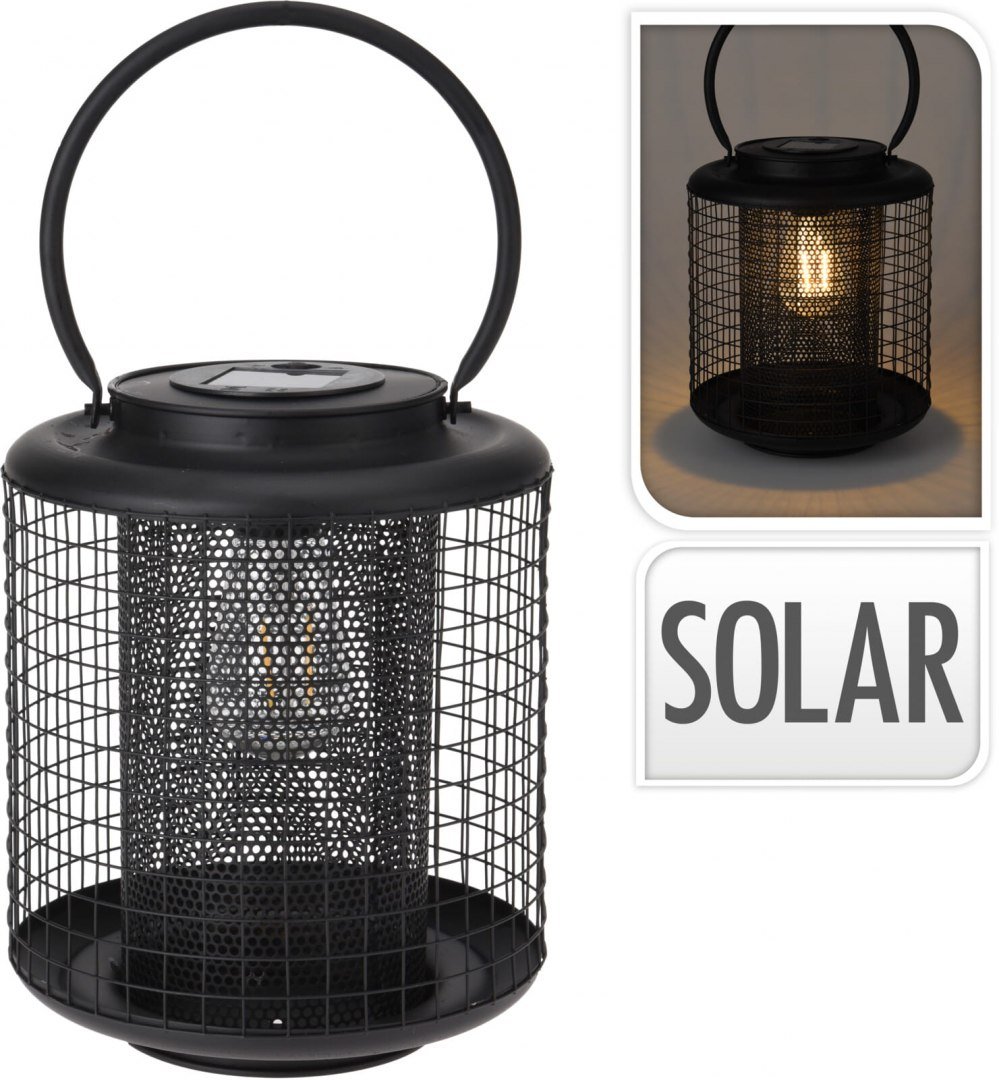 Lampion Latarnia solarna LED  w kolorze czarnym 22 cm