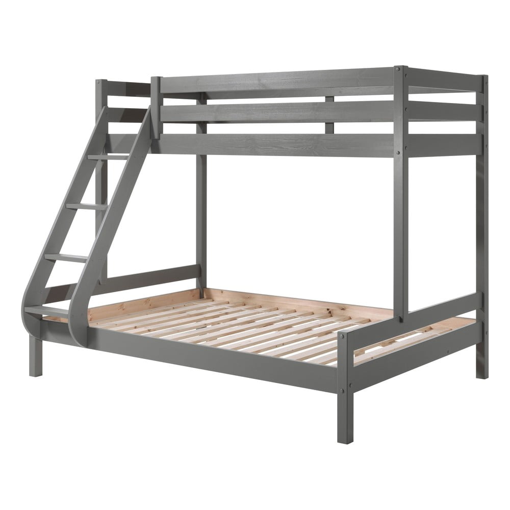 Szare piętrowe łóżko dziecięce 140x200/90x200 cm Pino – Vipack