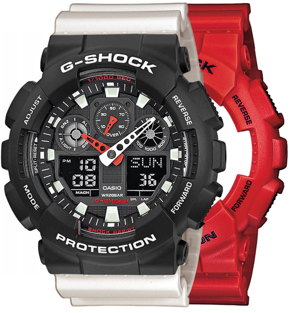 Zegarek G-SHOCK SET GA-100B-4AER + BEZEL 10508136 + PASEK 10395227
