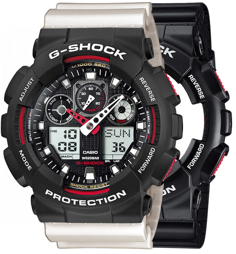 Zegarek G-SHOCK SET GA-100-1A4ER + BEZEL 10508136 + PASEK 10395227