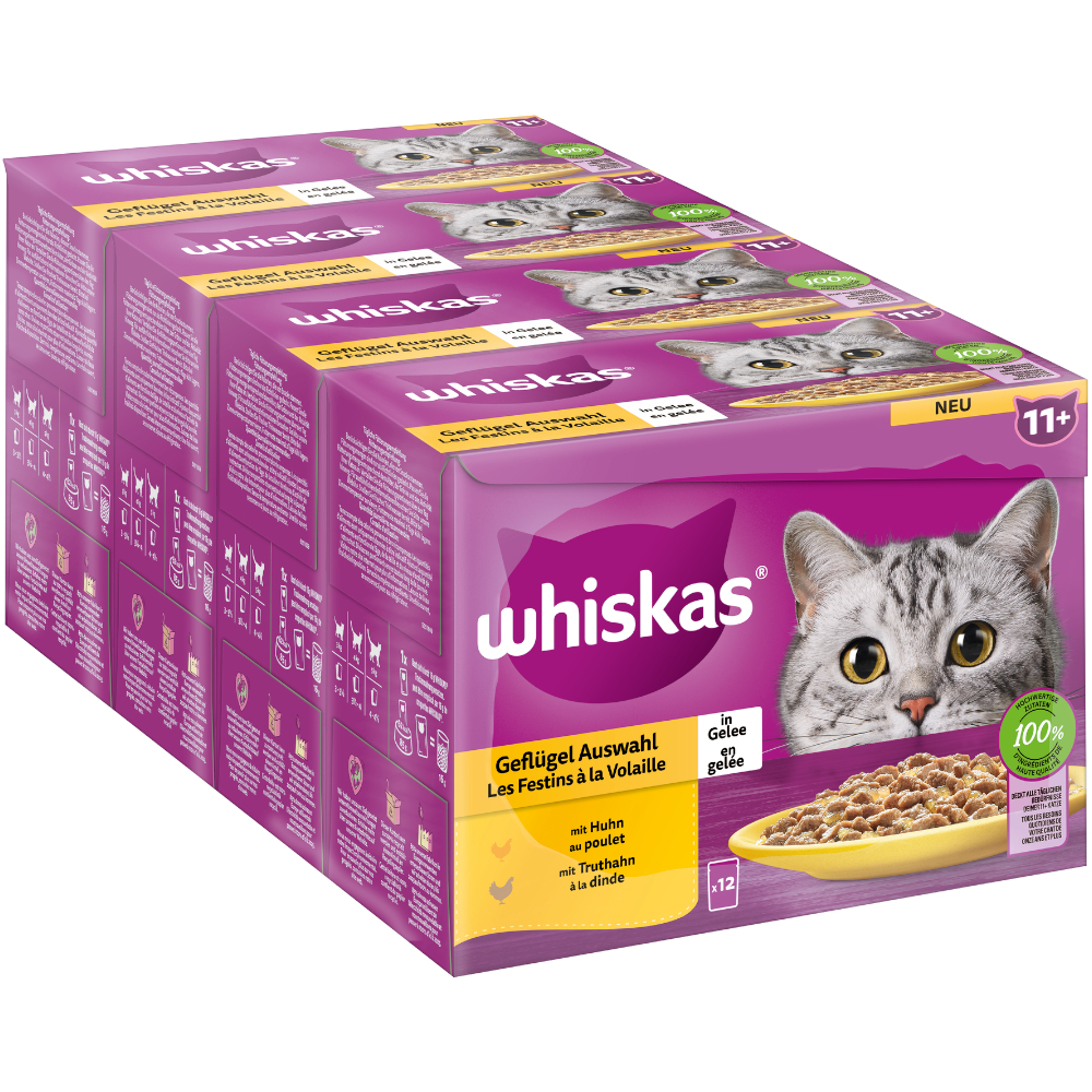 Megapakiet Whiskas Senior, saszetki, 48 x 85 g - 11+ Wybór dań drobiowych w galarecie