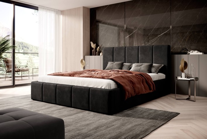Łóżko tapicerowane SFG0114 140x200 czarny welur