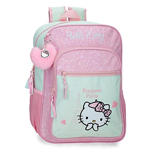 Hello Kitty Paris Plecak szkolny z wózkiem Różowy 30x38x12 cms Poliester 13.68L, Różowy, Mochila Escolar con Carro, plecak szkolny na kółkach