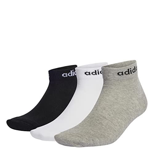 adidas, Calze Basse Think Linear Set Di 3, Pończochy, Wrzosek Średnio/Biały/Czarny, L, Wielbiciel Unisex Szary