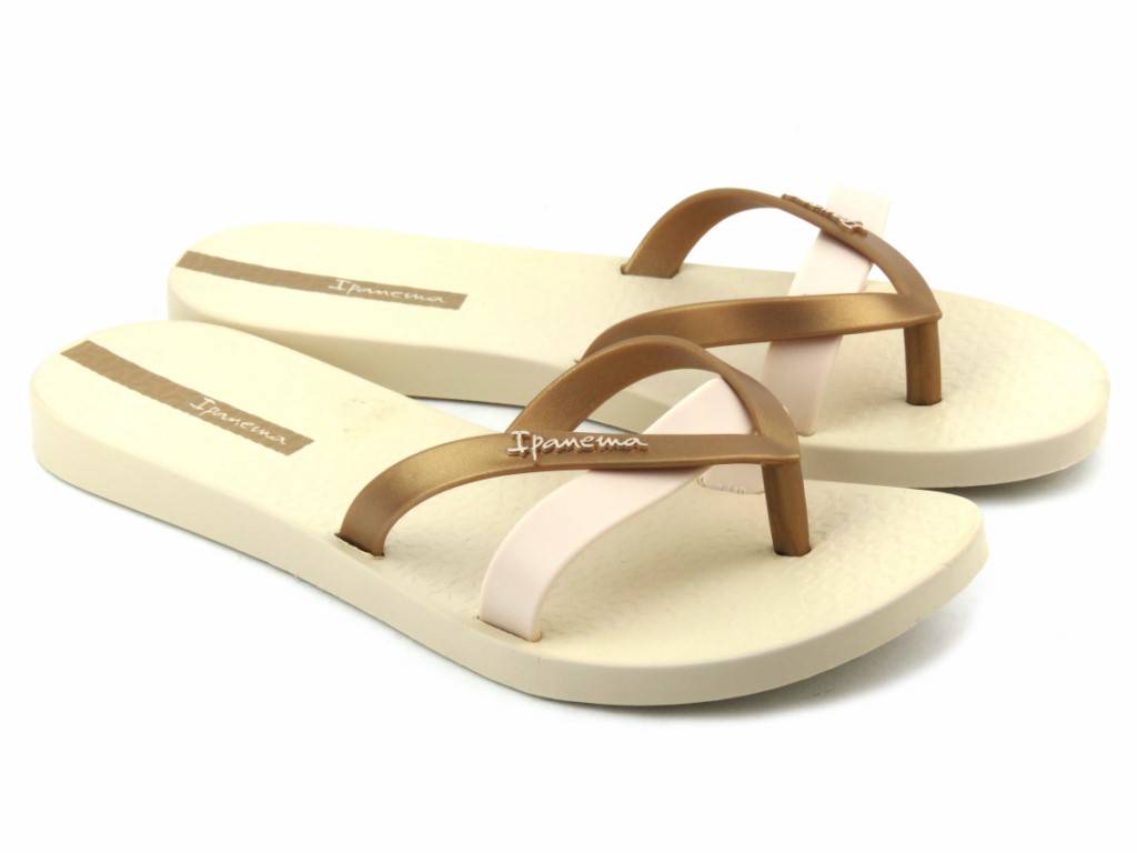 Gumowe japonki-klapki damskie IPANEMA 81805, beżowo-złote - Ipanema