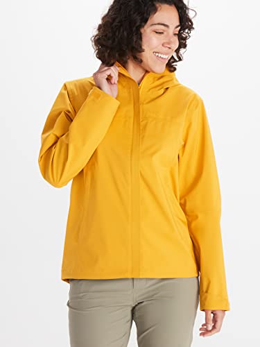 Marmot PreCip Eco Pro męska kurtka damska, wodoodporna kurtka, lekka kurtka przeciwdeszczowa z kapturem, wiatroszczelna, oddychająca wiatrówka, idealna do biegania i wędrówek, Golden Sun, M
