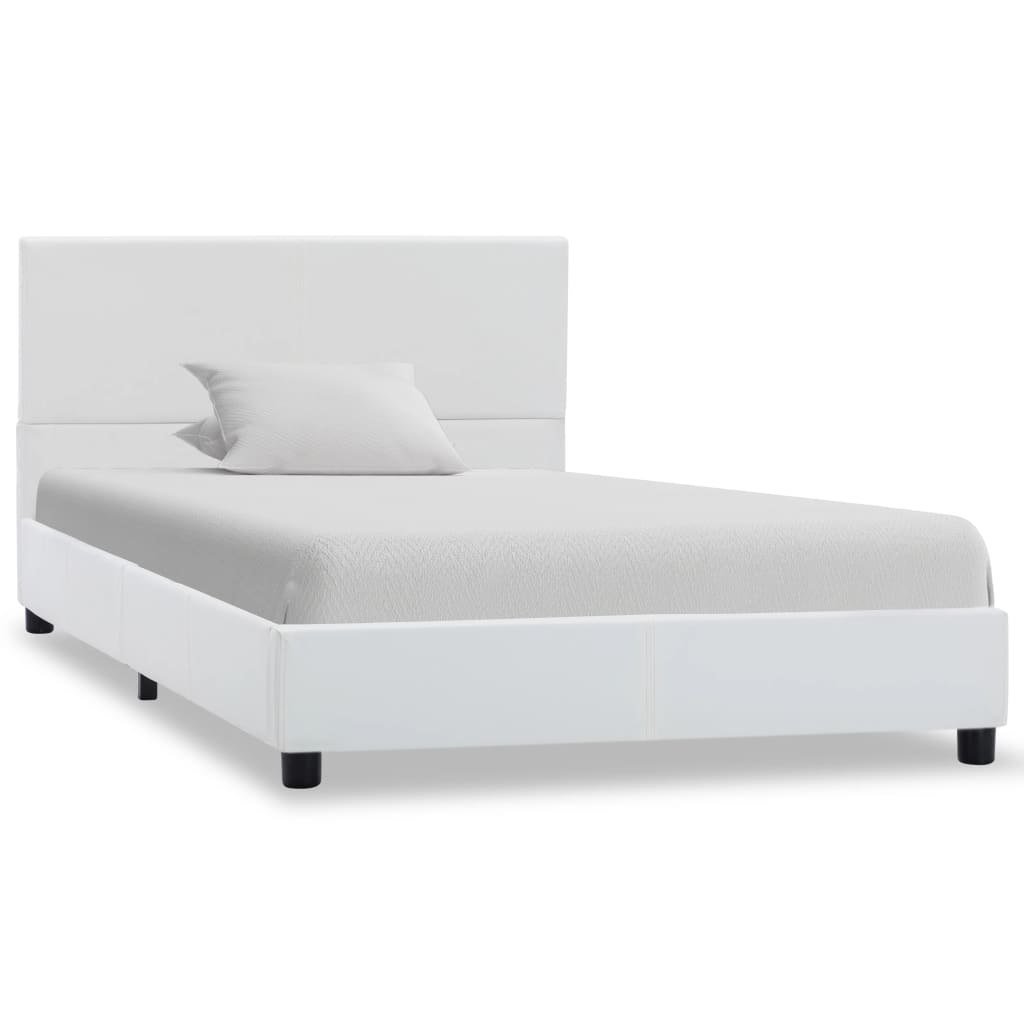 vidaXL Rama łóżka z podnośnikiem, biała, sztuczna skóra, 100 x 200 cm