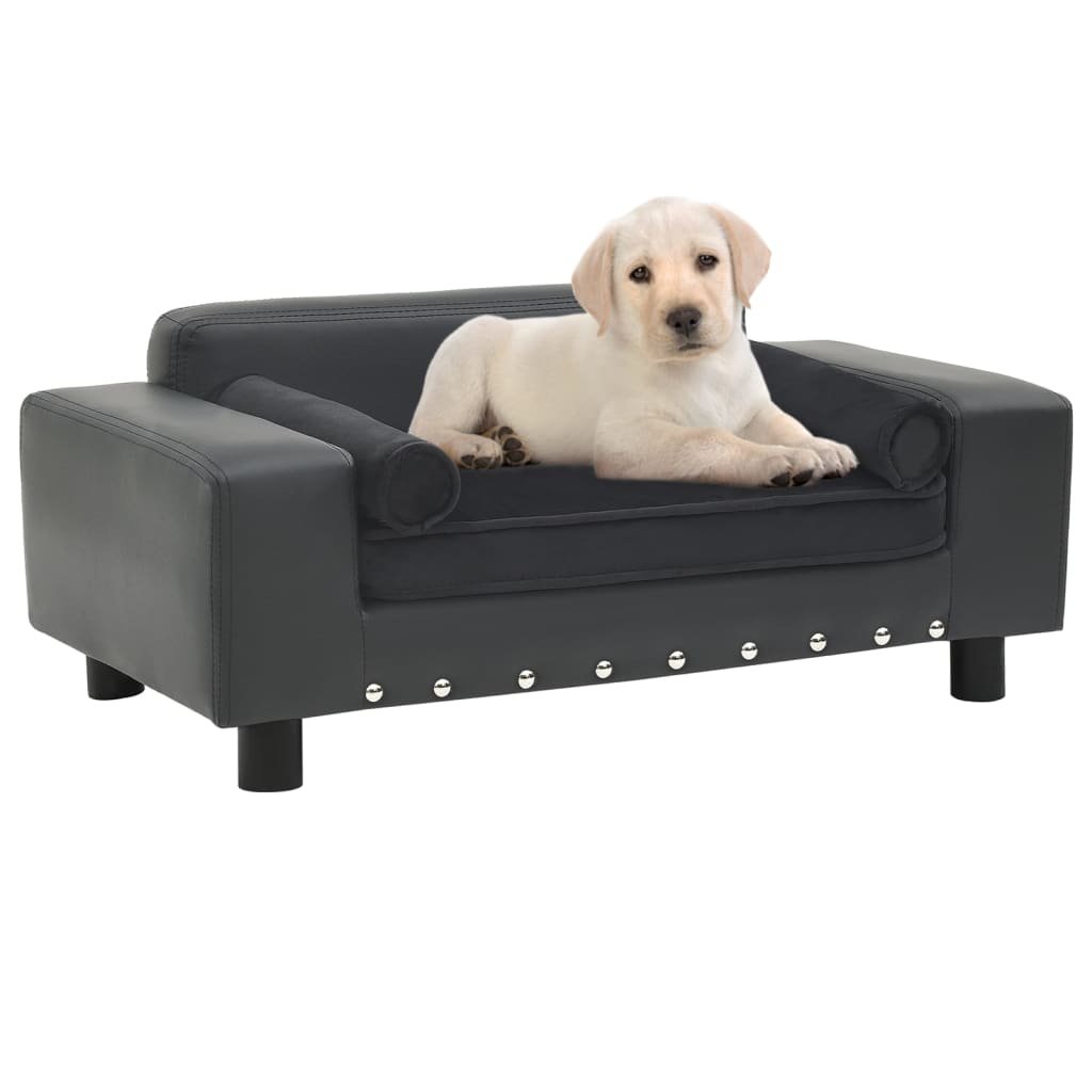 Sofa dla psa, ciemnoszara, 81x43x31 cm, plusz i sz