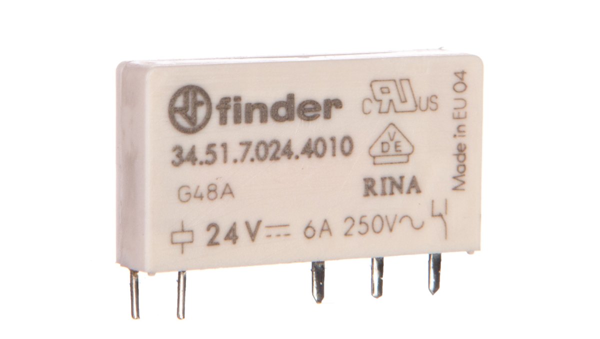 Finder Przekaźnik 1CO 6A 24V DC, Styk AgSnO2 34.51.7.024.4010