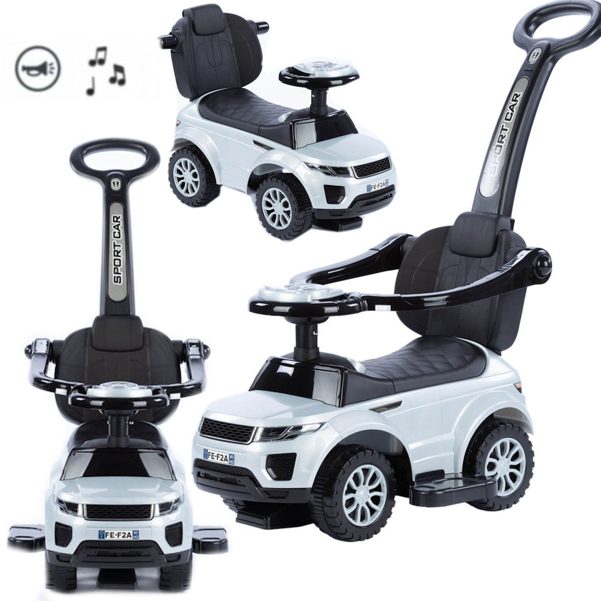 COIL Coil jeździk z pchaczem sport car biały C0331-WHITE