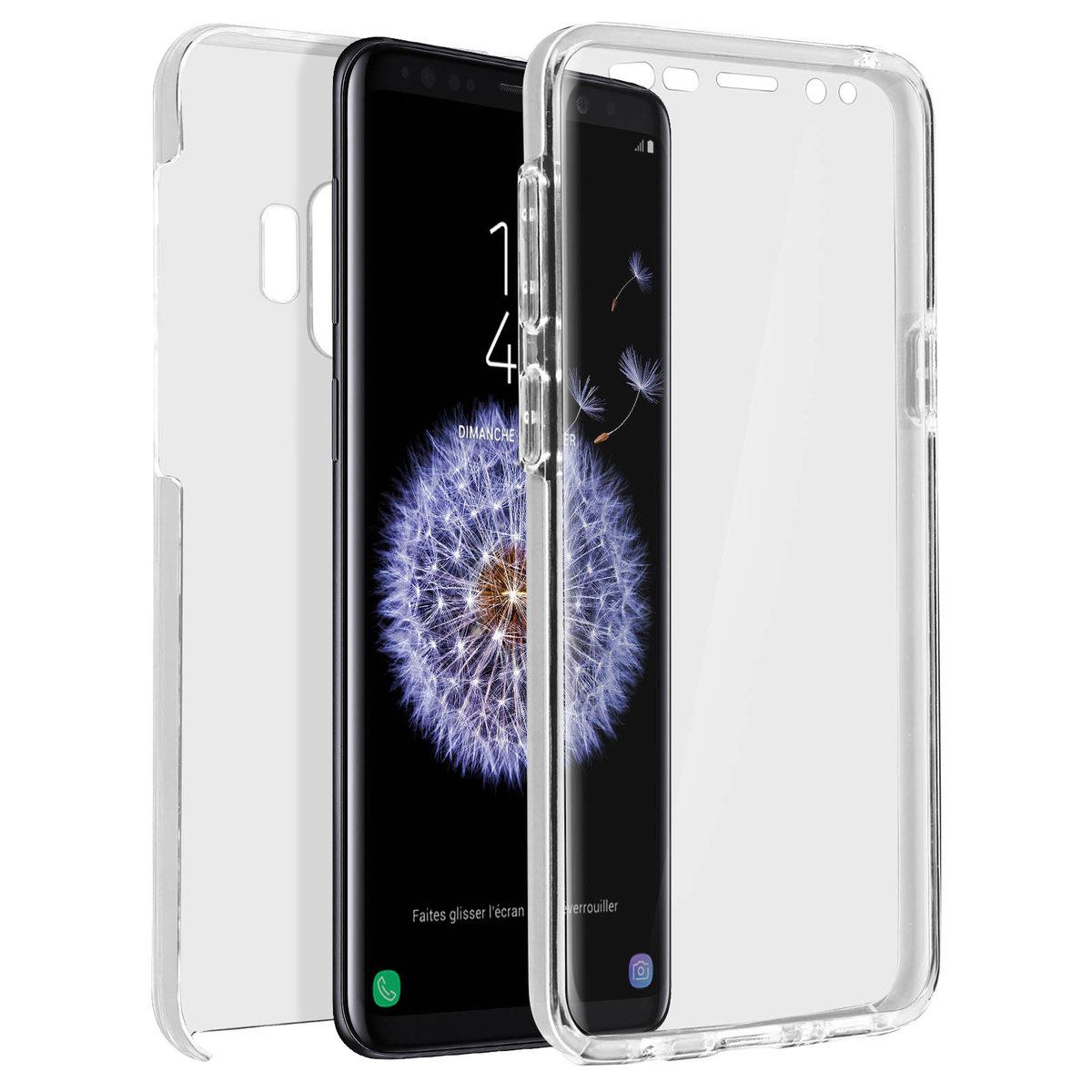 Etui 360° do Samsunga Galaxy S9 Elastyczny przód i sztywny tył — przezroczyste