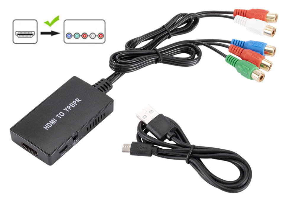 Konwerter Adapter z HDMI na COMPONENT YPbPr / LP Audio / 5x chinch