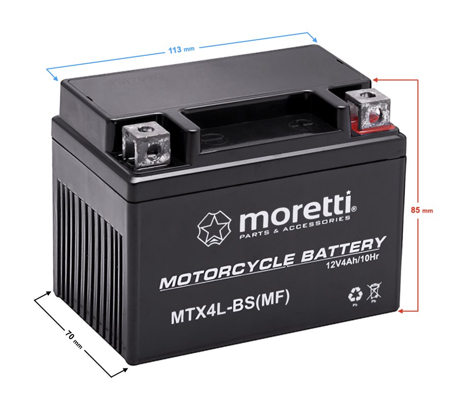 Zdjęcia - Pozostałe do motocykli MOTOR 82-351# Akumulator motocyklowy 12v 4ah mtx4l-bs moretti 