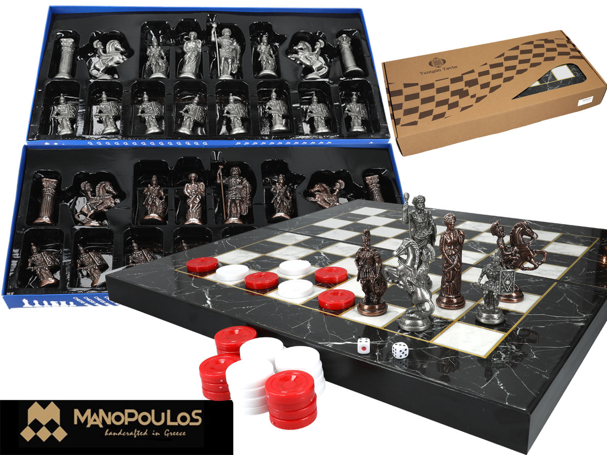 2 w 1 Backgammon + Szachy (czarny marmur) Manopoulos G & j Gp