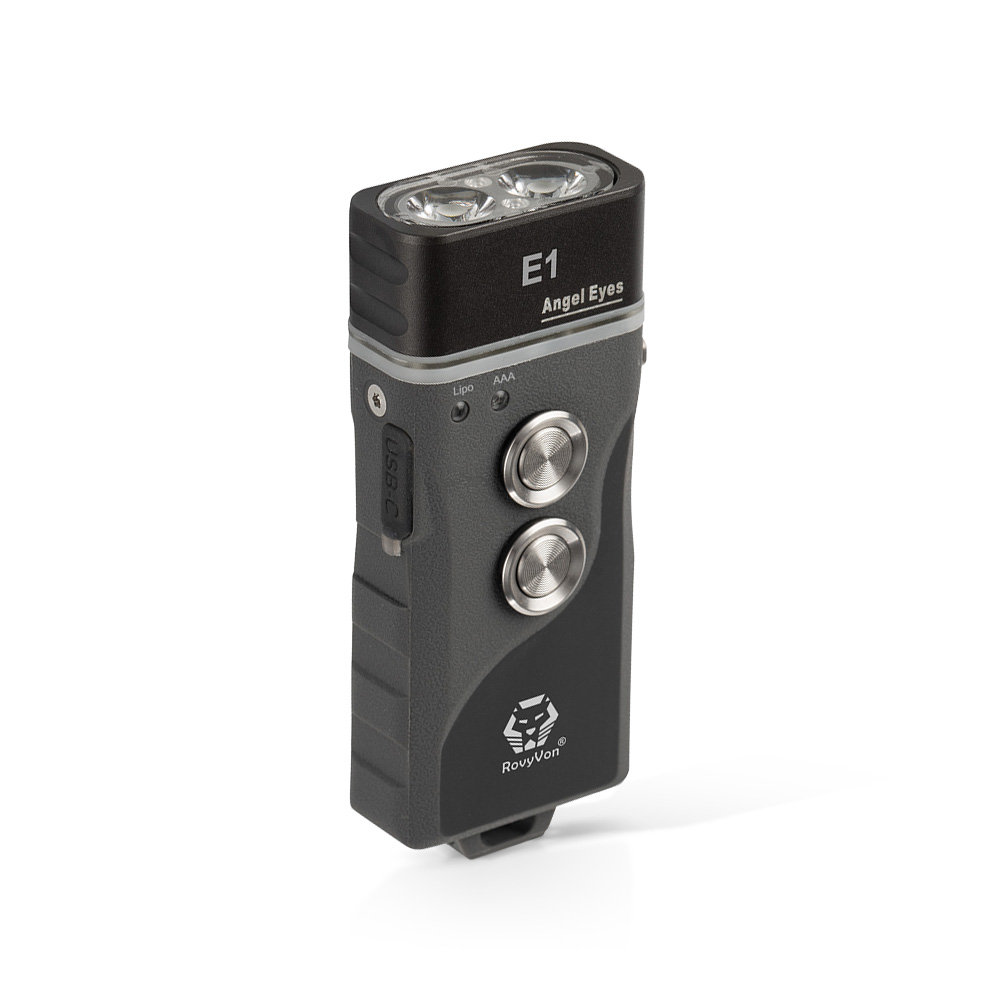 Latarka RovyVon Angel Eyes E1 Grey Hybrydowa Akumulator i Bateria AAA 700 Lumenów