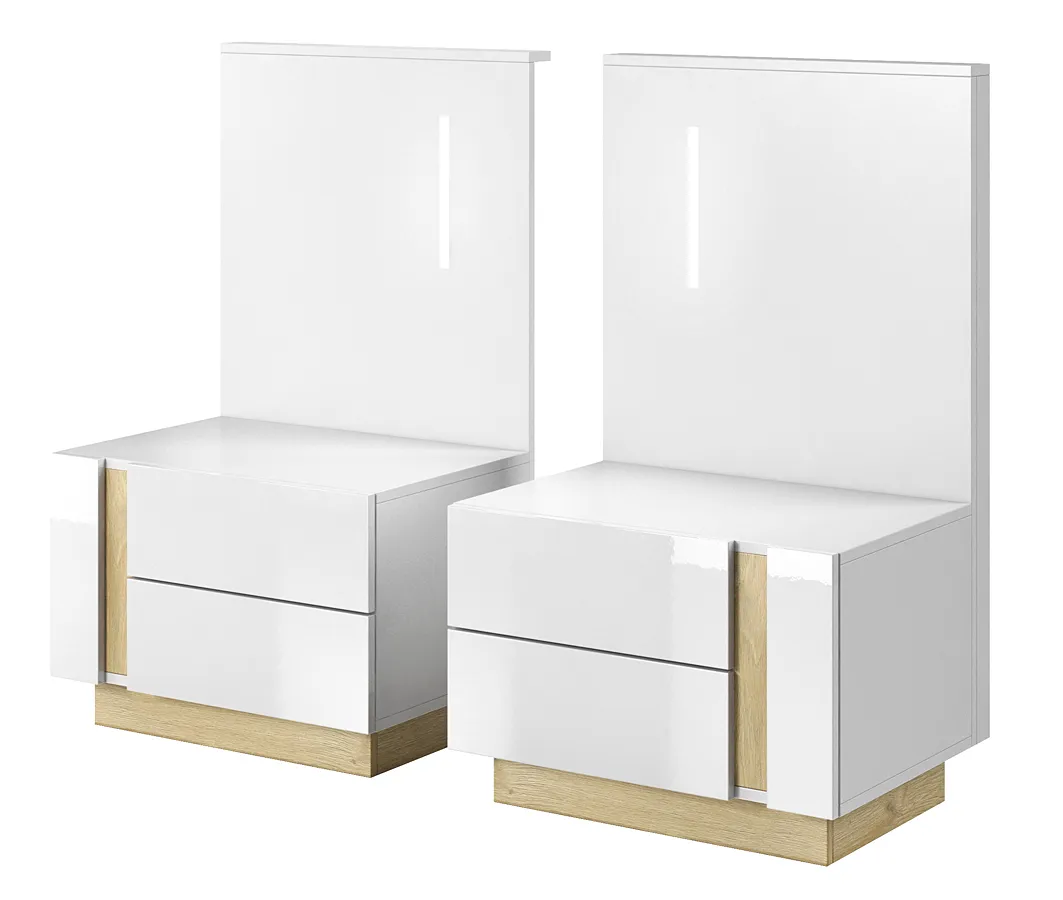 Zestaw 2 szafek nocnych biały + dąb grandson D1-T78