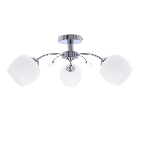 ESTAR LAMPA SUFITOWA CHROMOWY E27 KLOSZ BIAŁY